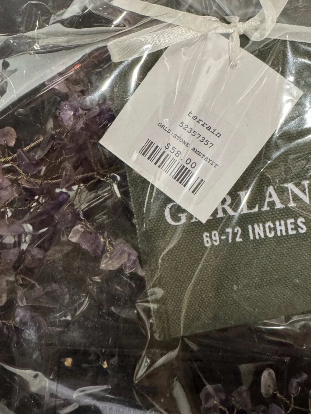 Anthropologie Terrain Stone Amethyst Garland 69 to 72 Inches (Z26e)